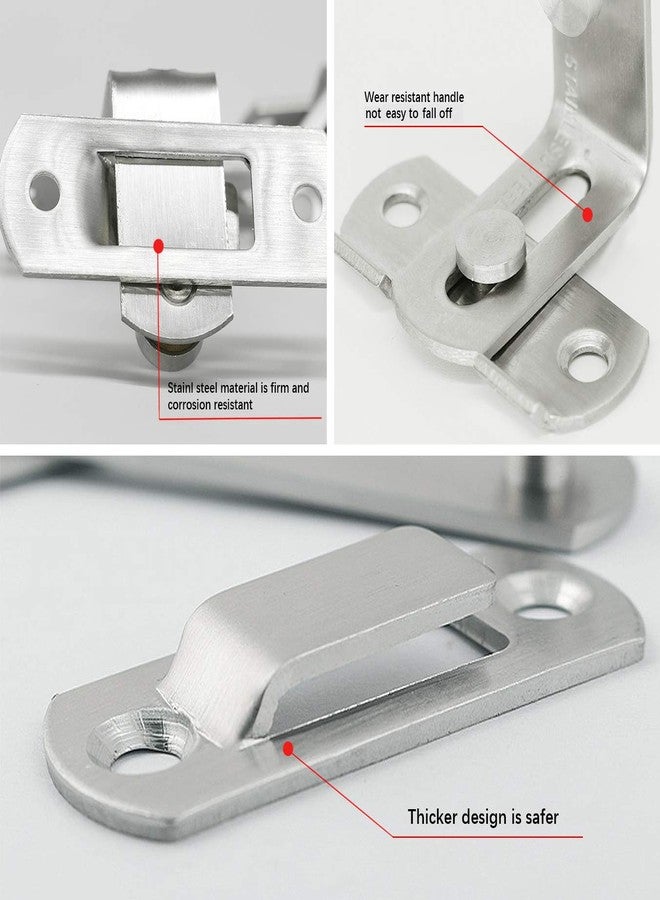 TAROSE 90 Degree Stainless Steel Flip Latch Sliding Door Safety Lock Right Angle Curved Buckle Brushed Finish - Image 3